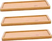 Happyyami 3Pcs Bamboo Tray for Flowerpots Desktop Planter Holder Stylish Centerpieces for Tables Durable and Easy to Clean for Indoor and Outdoor Use