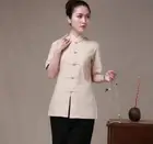Summer Women's Tang suit cotton Tai Ji kung fu Han FU Short sleeve buckle Jacket