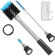 MOSOLAN 3-in-1 Bottle Brush with Straw Cleaning Brush and Nipple Cleaner, Long Handle Water Bottle Scrubbing Brush, Built for Cleaning Sport Bottles, Baby Bottles, Coffee Mugs, Flask