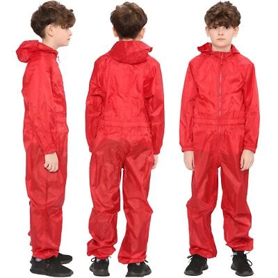 Kids Raincoat Red Nose Day Puddle Suit All in One Waterproof Hooded Rainsuit