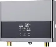 Electronic Instantaneous Water Heater Kitchen 220V 6000W Tankless Mini With LED Temperature Display, Electric Instant Small (Sliver)