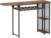 Artiss Industrial Bar Table with Wine Rack & Built-in Cup Holder - Space-Saving Extendable Design Multi-Functional Organizer for Drinks, Decor & Daily Essentials