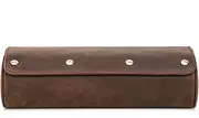 [WICRFYHD] 3 Slots Watch Roll Case, Vintage Genuine Leather Watch Roll Case Travel Portable Organizer Storage Box with Metal Buckle