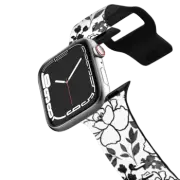 Apple Watch Series 7-9 (45mm) Impact Band Bohemian abstract black white watercolor floral pattern