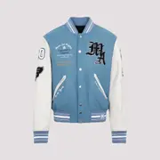 [Amiri] Amiri-Blue And White Oversized Varsity Jacket-Uomo 52 IT