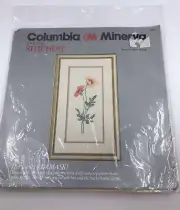 Vintage Columbia Minerva Crewel Stitchery Poppy Panel Picture 1985 Sealed New