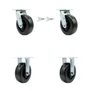 6 Inch Phenolic Caster Set with Ball Bearings 2 Swivel Lock 2 Rigid SCC