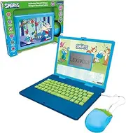 Lexibook, The Smurfs Educational Computer Bilingual French/English Toy for Kids with 124 Languages Writing, Math, Logic, Music and Games, Blue, JC598SFi1
