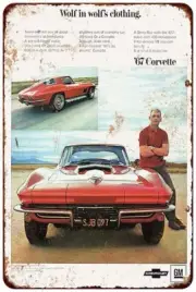 1967 Chevrolet Corvette Sting Ray Vintage Look Reproduction Metal sign 8 x 12