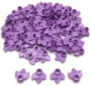 Lego 100 New Medium Lavender Plant Plates Round 1 x 1 w/ 3 Leaves Pieces