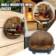 Whiskey Barrel Shelf Vintage Round Wine Shelf For Wall E Men GX Gift W N H8A0