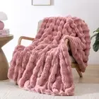 Faux Fur Throw Blanket for Couch – Old Pink Fluffy Cozy Rabbit Fleece, Plush ...