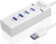 4-Port USB 3.0 Hub with 1ft Long Cable, 4-in-1 USB Splitter with 1 USB 3.0 Port and 3 USB 2.0 Ports Fast Data Transfer USB Splitter for Windows 10, 8, 7, Vista, XP, Mac OS X, Linux and More (White)