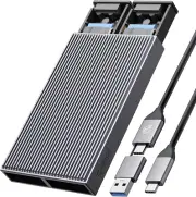 ORICO Dual M.2 Nvme SATA SSD Enclosure, USB C to M2 Adapter for M Key Pcie & B+M