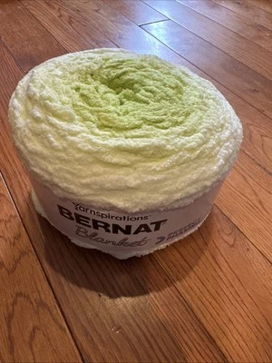 1 Bernat Blanket Perfect Phasing Yarn Cake Chenille Citron 10.5oz