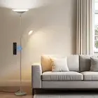 Sliver Gray Torchiere Floor Lamp with Reading Light, 4 Color Temperatures, Di...