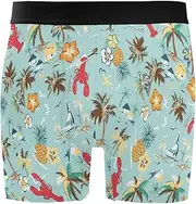 [ZZXXB] Lobster Coconut Tree Mens Boxer Briefs Stretch Breathable Underwear Fly Front with Pouch S-XXL
