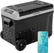 [EUHOMY] 12 Volt Refrigerator, 37QT(35L) Electric Cooler, Portable Freezer 12V/24V DC 110-240V AC, 12V Fridge -4℉~68℉, 12V Cooler with Wheels & 2 Baskets for Travel, Truck, Boat, Camping