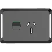 Clipsal Pro Series, cover frame, 1 switch & 1 socket, 15 A, Black - P3015-15C-BK