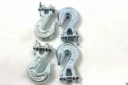 1/4" 4-PACK CLEVIS SET CHAIN HOOK TOWING TRAILER ATV BOAT G30 RUST RESISTANT