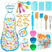 KAEGREEL Kids Baking Chef Set, 26Pcs with Dinosaur Apron & Hat Role Play Cooking