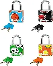 Master Lock 4-Pack of 30mm Small Padlocks - Sports Designs - Solid Aluminum Locking Padlocks - 30mm Wide Bodies - Perfect Gym Padlock