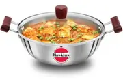 Hawkins Futura Steel Deep Fry Pan with Glass Lid, 4 Litre Capacity - Works on Gas + Induction