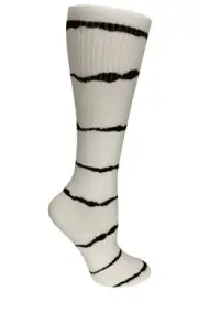 Womens Medium/Large Premium Wool Compression Socks, White & Black Stripes 2 Pack
