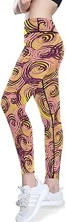 [GuoChe] Yoga Pants for Women Stretch Leggings Abstract Flowers Yellow Pink Gym Clothes Leggings Women Compression