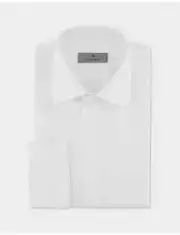 Canali White Double Cuff Cotton Piqué Tuxedo Shirt size 15 / 38