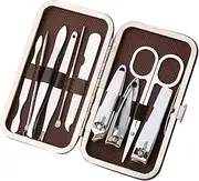 Nail Clippers Nail kit Manicure Set, 19/10/7Pcs Stainless Steel Professional Scissor Travel Suit with Box Toe Trimmer Manicure Cutter Kit Nail Tools(10pcs Coffee Color)