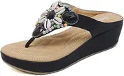 [XUEMML] Flip Flops For Women Summer Shoes Beach Slippers For Open Toe Sandals，Bohemian Beaded Summer Shoes Outdoor Beach Clip Toe Sandal