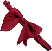 [WRITWAA] Men's Bow Tie Bolo Tie Red Double-layer Groom Accessory Wedding Bow Tie for Men