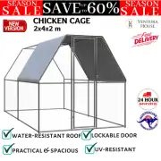 Outdoor Chicken Cage Galvanised Steel Hen House Coop Run Shelter 2x4x2 m vidaXL