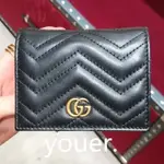 二手精品 GUCCI 古馳 GG MARMONT CARD CASE 票卡夾 短夾 黑色 466492