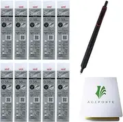 Uni Jetstream EDGE 0.38mm Oil-based Ballpoint Pen Black Red Body + 10 Black Refills, Sticky Notes Value Set
