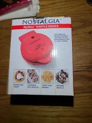 Nostalgia Mini Personal Waffle Maker 5" Electric Red