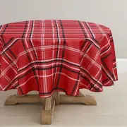 Round Valentine's Day Tablecloth Red Buffalo Plaids Valentine’s Day Table Clo...