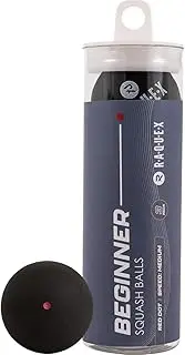 Raquex Squash Balls - 3-4 Speed Tube: Red Dot for Beginners, Blue Dot for Juniors, Single Yellow Dot for Advanced Players, Double Yellow Dot Competition