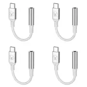 4x Bonelk Long-Life Male USB-C to Female 3.5mm Adapter For Phone/MacBook White