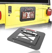 Hooke Road Spare Tire Delete License Plate Relocation Kit w/Plate Illuminate Light & Third Brake Light for 1997-2006 Jeep Wrangler TJ & Unlimited