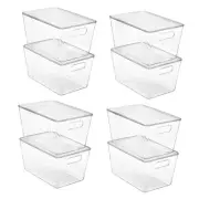 8 Pack Clear Stackable Storage Bins with Lids, Large Plastic Containers with