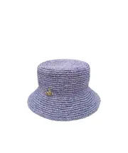 raffia bucket hat M Blue