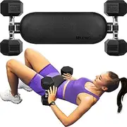 MIUONO Hip Thrust Belt, Dumbbell Thrust Belt for Kettlebells or Grip Plates, Thicker Slip-Resistant Leather Glute Bridge Pad Machine Booty Workout of Home Gym Black 17.32*5.3inch