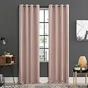 Sun Zero Soho 2-Pack Blackout Energy Efficient Grommet Curtain Panel Pair, 54" x 84", Blush Pink