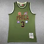 男式NBA JERSEY費城 76 人隊艾倫艾弗森76ERS ALLEN IVERSON球衣籃球軍綠色球衣