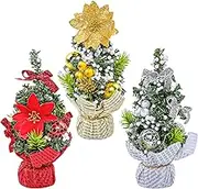Bacucine Mini Christmas Trees Christmas Decorations 3PCS Tabletop Small Pine Tree with Balls for Home Office Table Christmas Decor