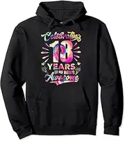 [VidiAmazing] 18 Years of Being Awesome 18 Years Old 18th Birthday Tie Dye Pullover Hoodie ds228
