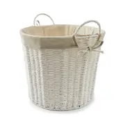Round Paper Rope Basket with Liner - White