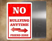 School Teachers Principals NO BULLYING ANYTIME Friend Zone 8 x 12" metal sign,